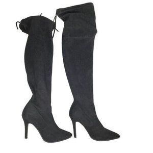Forever Women Over The Knee Boots Heeled Pointed Toe Black Size 7